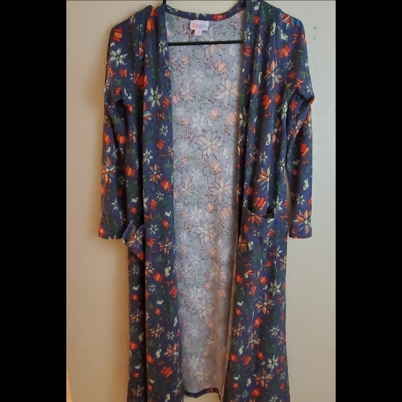 Lularoe Sarah Floral Bird Boho Open Front Duster - Picture 1 of 4